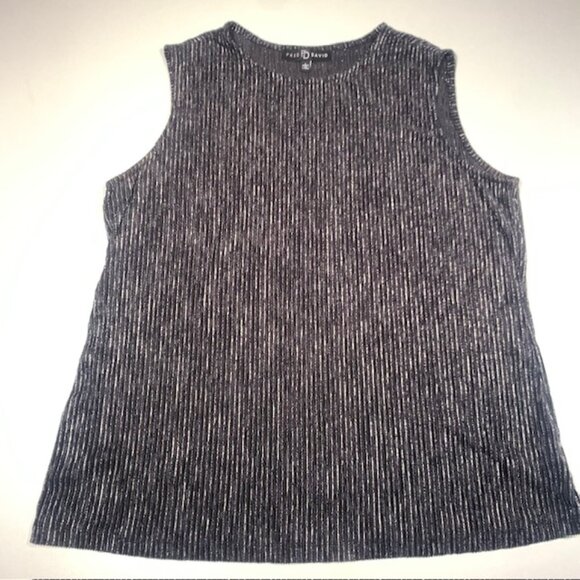 Fred David Metallic Ribbed Tank Top L Gray Silver Lurex Stretch Party Shimmer - Picture 2 of 8